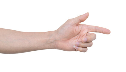 Closeup of male hand pointing, Isolated on transparent background. PNG File