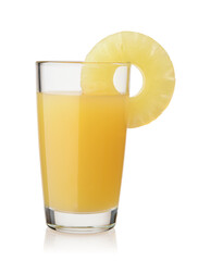 Glass of pineapple juice with pineapple slice