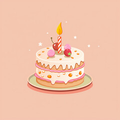birthday cake icon a blank peach fuzz background
