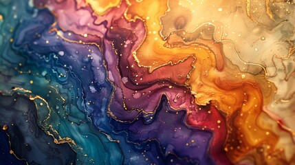 Vibrant watercolor painting with orange, pink, and purple tones, ideal for artistic backgrounds.