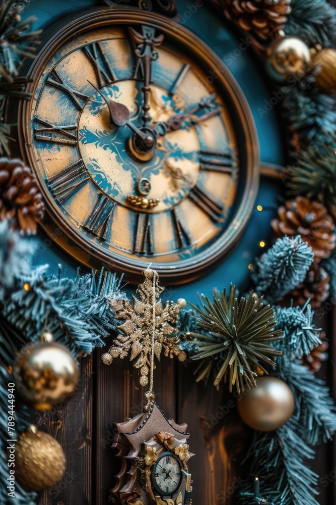 Poster A detailed shot of a clock on a wall. Suitable for time management concepts