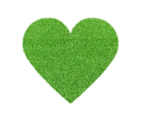 Heart made of green grass Isolated on transparent background. PNG File