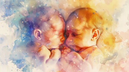 A sweet image of two babies laying next to each other. Perfect for family and parenting concepts