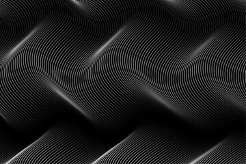 smooth wave lines flowing dynamic black white gradient on dark background