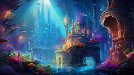 Fantasy underwater world. Fantasy fantasy landscape. Fairytale world.