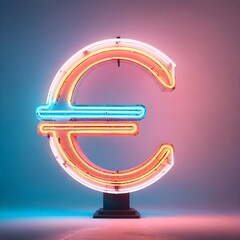 neon vintage retro euro sign