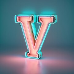 neon vintage retro letter v