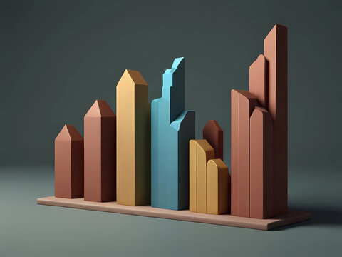 3D render clay style of A Chart graph, isolated on pure solid background. Generative Ai.