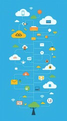 Obraz premium Multicloud strategy, utilizing multiple cloud providers for diverse needs