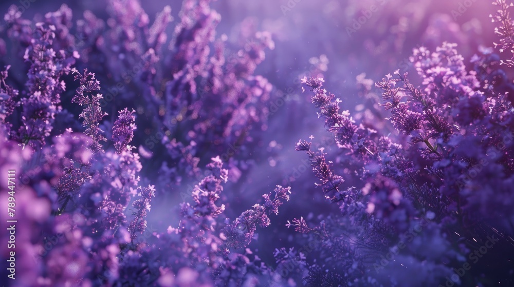 Poster a bunch of purple flowers in a field. suitable for nature and spring concepts