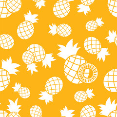 Vector silhouette pineapple seamless pattern. Endless repeatable pineapples texture background for textile fabric prints wallpaper backgrounds or any else. Flat pineapple