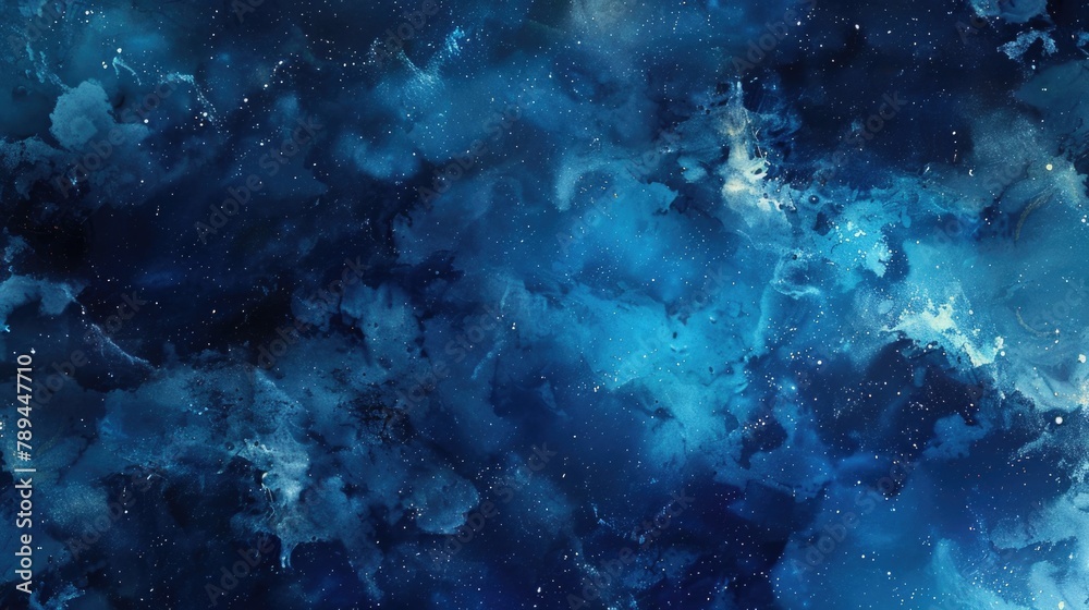 Poster a serene image of a blue sky with fluffy clouds and twinkling stars. perfect for backgrounds or natu