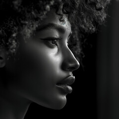 portrait d'une belle et mystérieuse femme noire