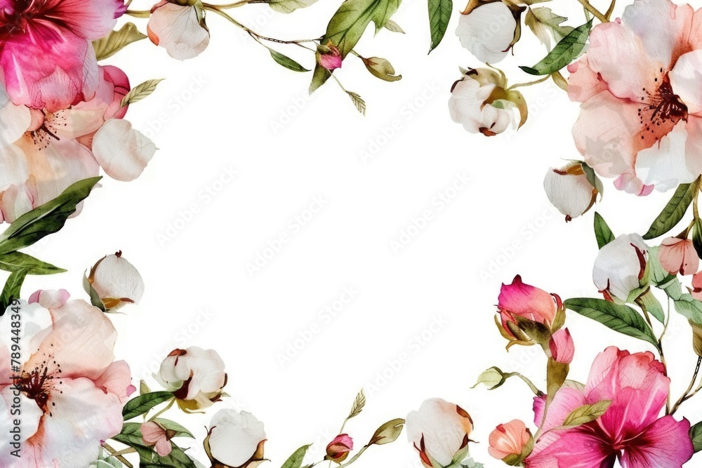 Poster a beautiful floral frame with pink and white flowers. perfect for adding a touch of elegance to any 