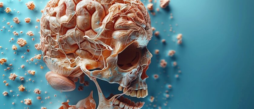 This is a front view of an anatomical model of the human brain