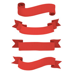 Red paper ribbon banner design element collection
