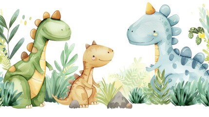 A pair of dinosaurs standing together. Suitable for educational materials