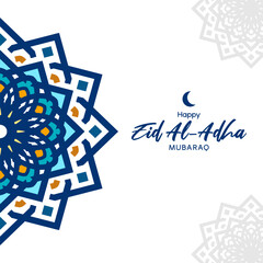 happy eid al adha mubarak design with arabesque pattern