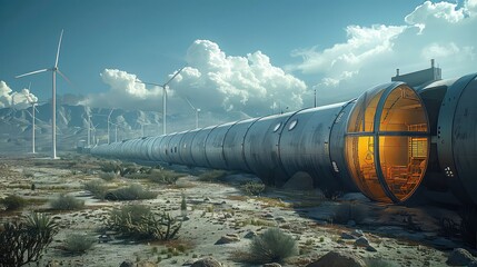 A hydrogen pipeline with wind