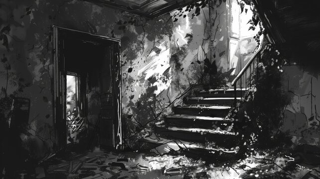 Doodle Drawing Abandoned Place Graphic Background