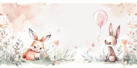 A cute image of two rabbits sitting side by side. Ideal for animal lovers and Easter themes