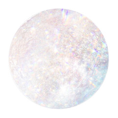 Silver holographic full moon sticker with white border