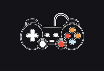 Video Gamer Joystick Controller Element in Modern Flat Style Vector Illustration