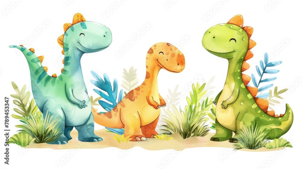 Poster two dinosaurs standing side by side. suitable for educational projects