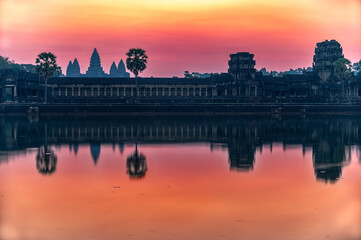 Red Sky Morning at Angkor Wat