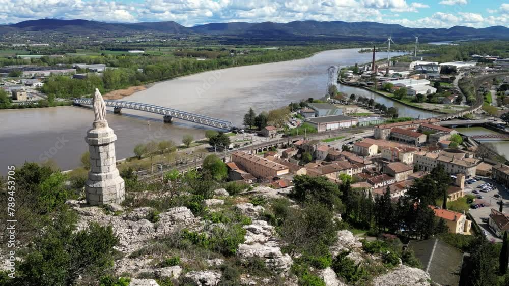 Wall mural Panoramic view of Le Pouzin in the Ardéche region of France