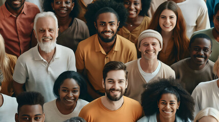 Group of diverse multiethnic old, middle aged and young men and women, male and female people, social acceptance and unity, standing together, black and white skin, multi generation - Powered by Adobe