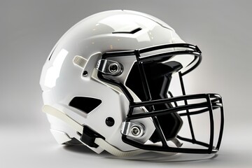Modern white American football helmet.