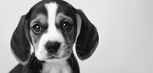 Adorable puppy in black and white colors, suitable for various designs