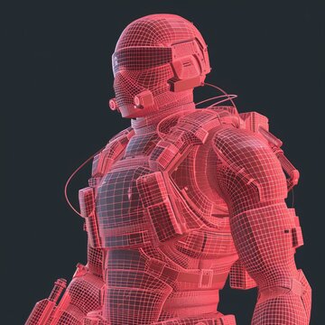 Detailed image of a 3D wireframe model of a game character