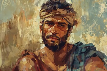 Portrait of Joseph as a slave in Egypt, Bible story.	