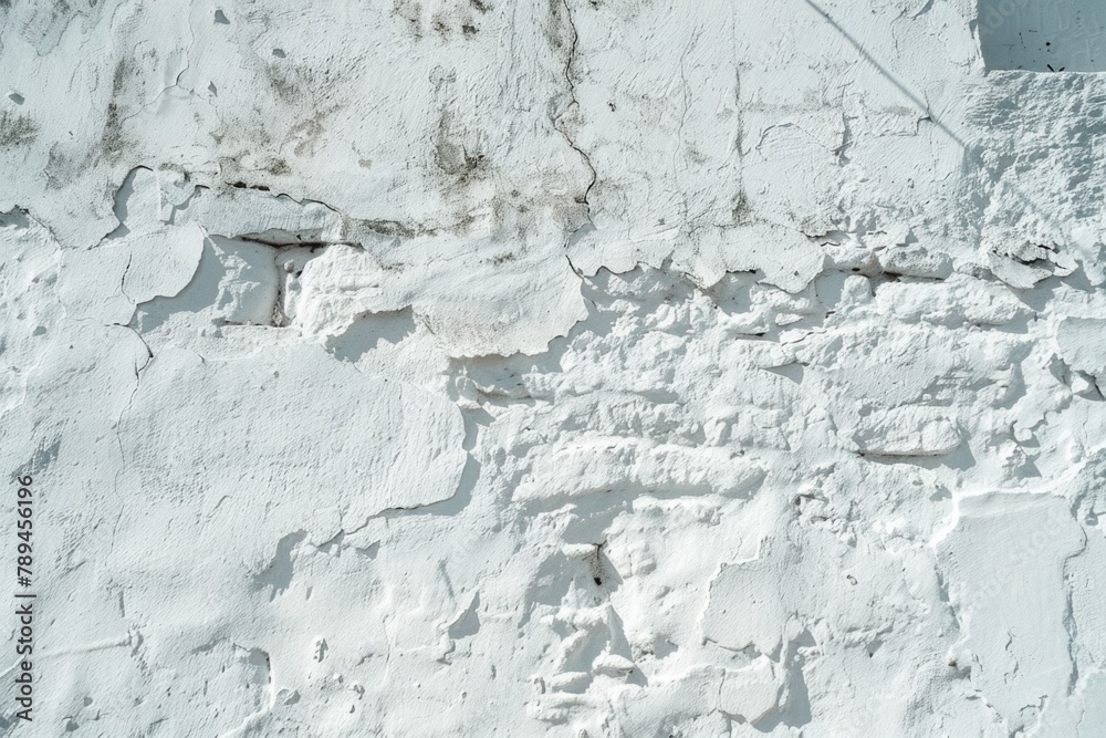 Poster close up of a white wall with peeling paint. suitable for background or texture use