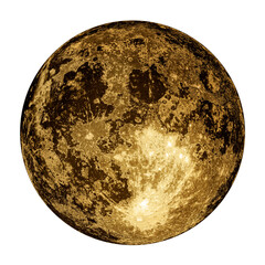 Gold full moon sticker  with a white border