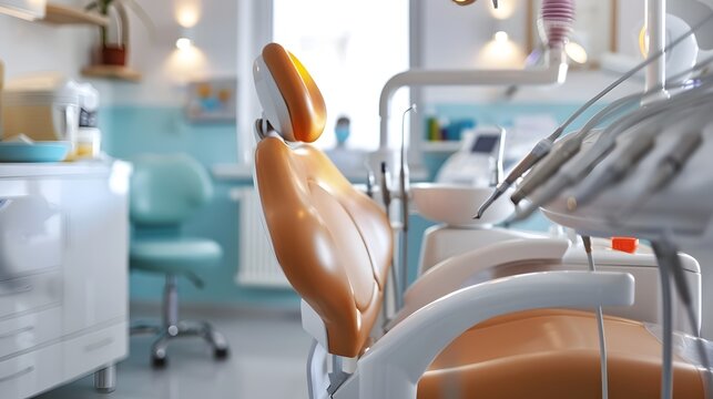 Stylish Dental Care: Patient Smiling in Modern Dentist Office