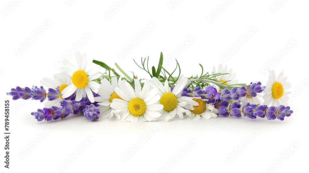 Poster a bunch of flowers on a plain white background. perfect for various design projects