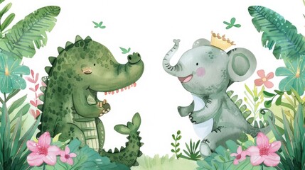 Naklejka premium Two elephants standing side by side. Suitable for wildlife or nature themes