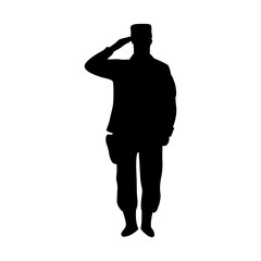 Vector illustration of saluting soldier on transparent background