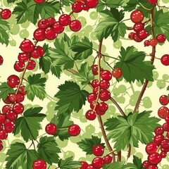 Fresh red currants with vibrant green leaves, perfect for food and nutrition concepts