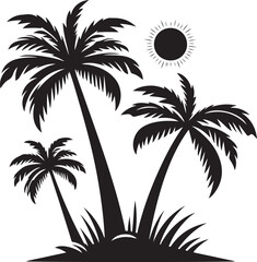 Fototapeta premium Summer day silhouette vector with white background 