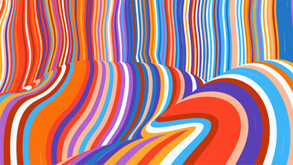 Colorful Striped Wavy Lines Abstract Artwork - 789462587