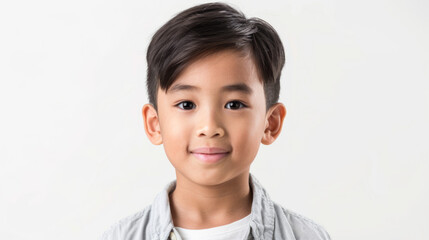 Portrait of a Young asian boy on White studio background