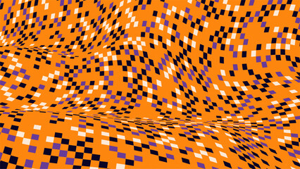 Vibrant Orange Checkerboard Waves Background