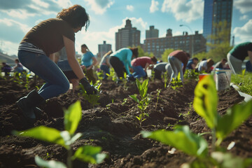 Événement de plantation communautaire en milieu urbain