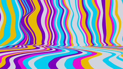 Vibrant psychedelic wavy lines artwork - 789463335