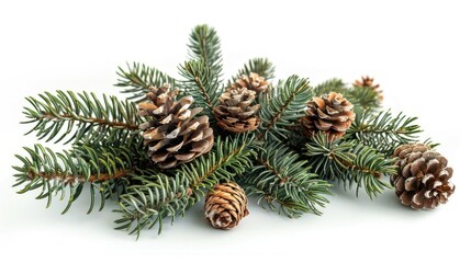 Fototapeta na wymiar Pine cones sitting on top of a pine tree, perfect for nature-themed designs