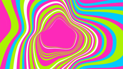 Vibrant pink center swirl on green striped background - 789463525